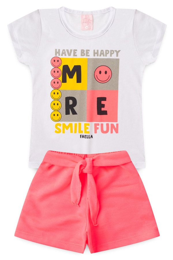 Conjunto Infantil Verão Feminino Have Be Happy - Branco