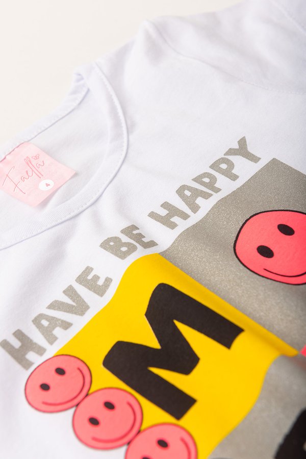 Conjunto Infantil Verão Feminino Have Be Happy - Branco