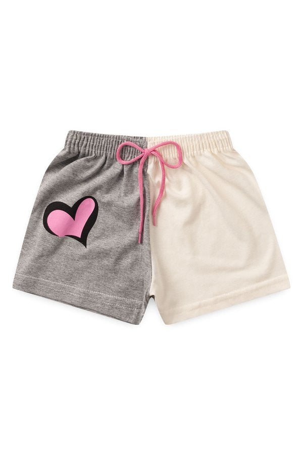 Conjunto Cropped Infantil Verão Feminino Love You - Off-White