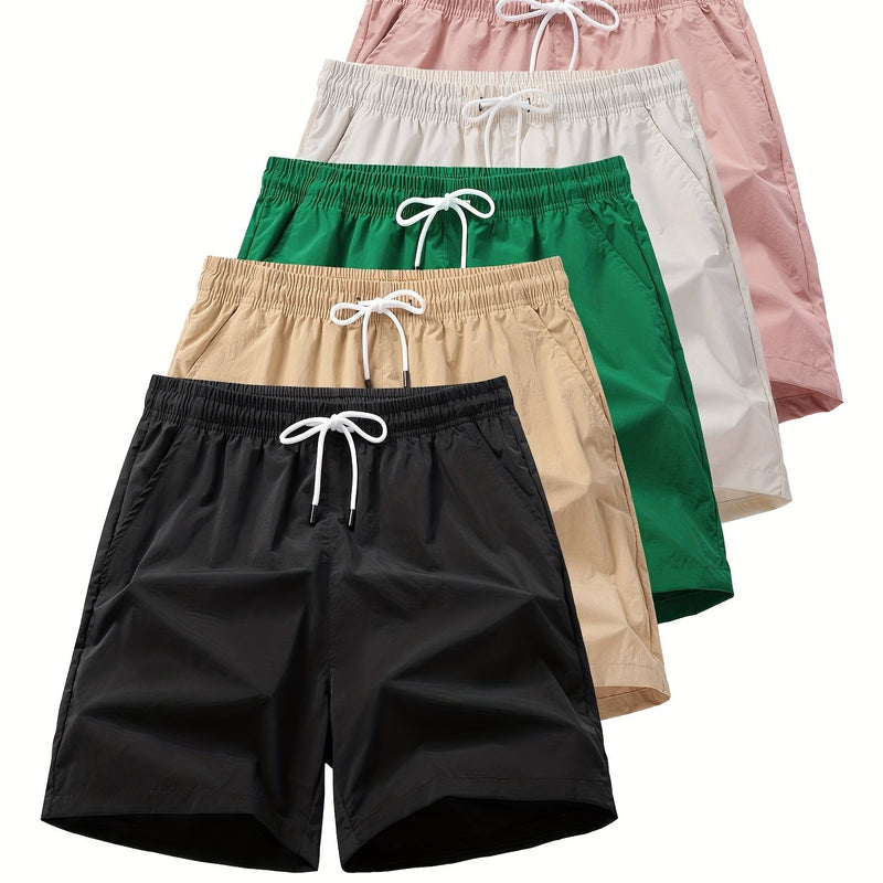 Conjunto de 5 shorts casuais de cor sólida