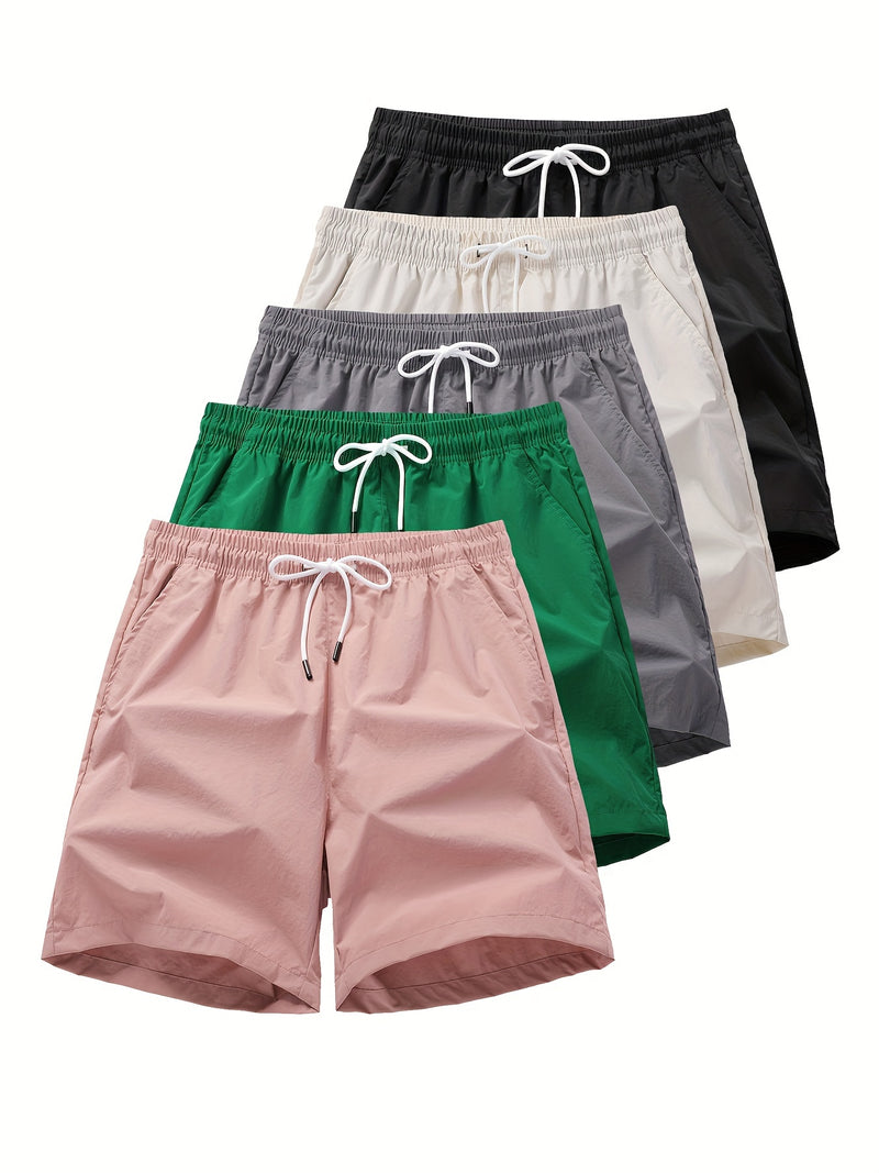 Conjunto de 5 shorts casuais de cor sólida