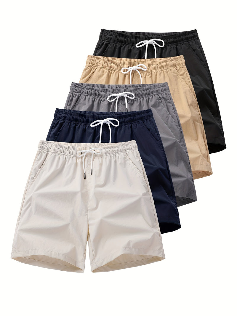 Conjunto de 5 shorts casuais de cor sólida