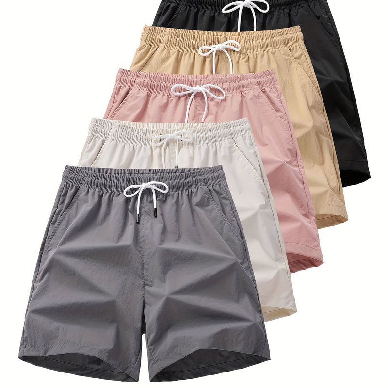 Conjunto de 5 shorts casuais de cor sólida