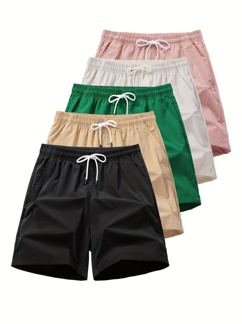 Conjunto de 5 shorts casuais de cor sólida