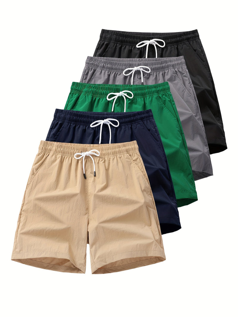 Conjunto de 5 shorts casuais de cor sólida