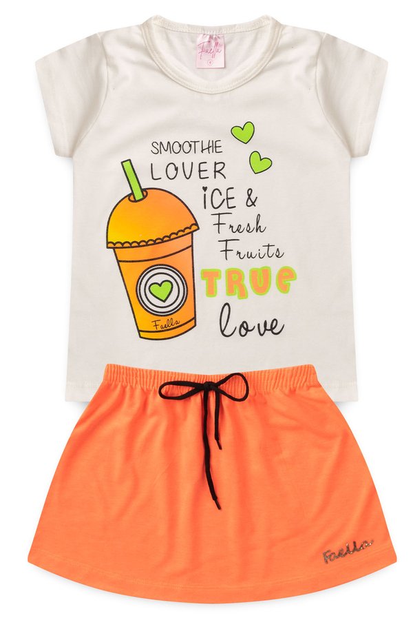 Conjunto Infantil Verão Feminino Smoothie Lover - Off-White