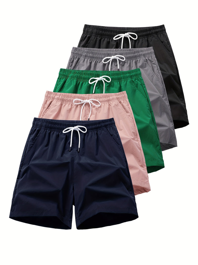 Conjunto de 5 shorts casuais de cor sólida