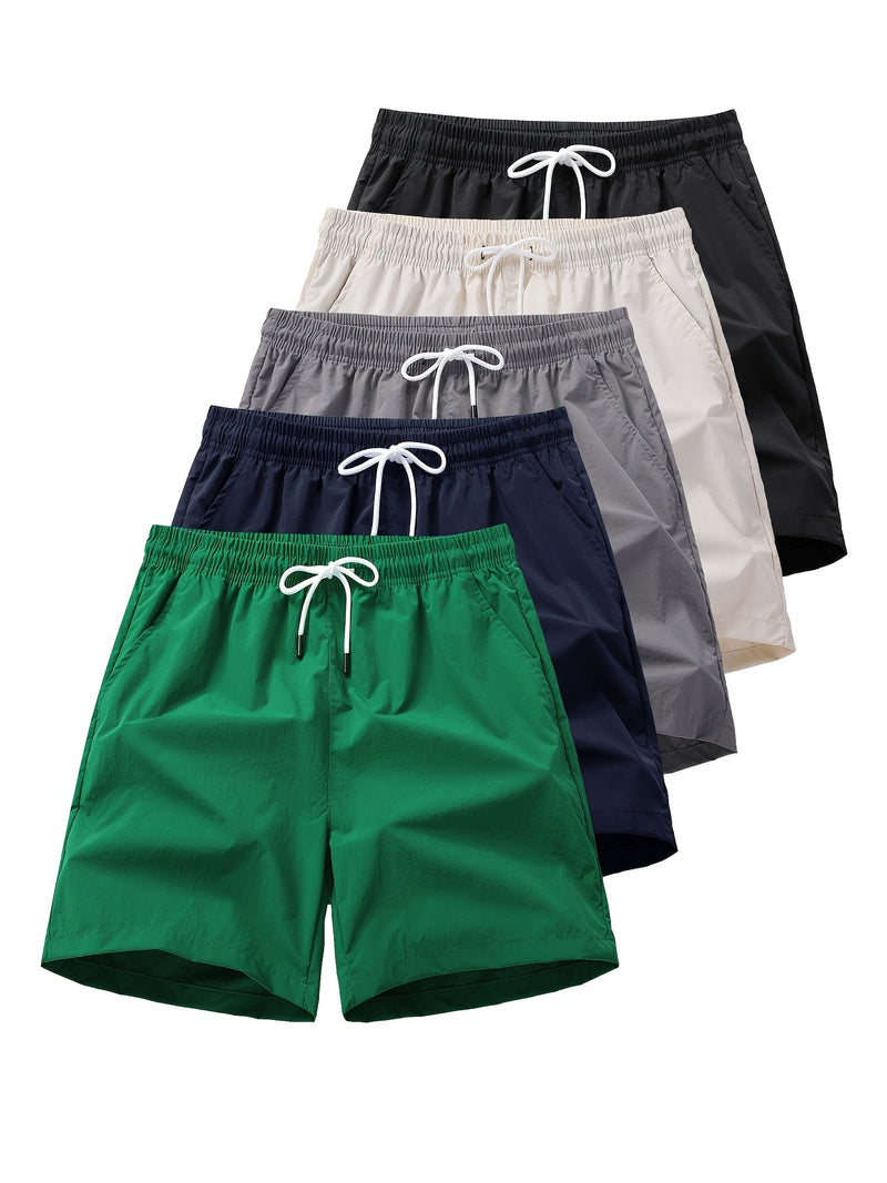 Conjunto de 5 shorts casuais de cor sólida