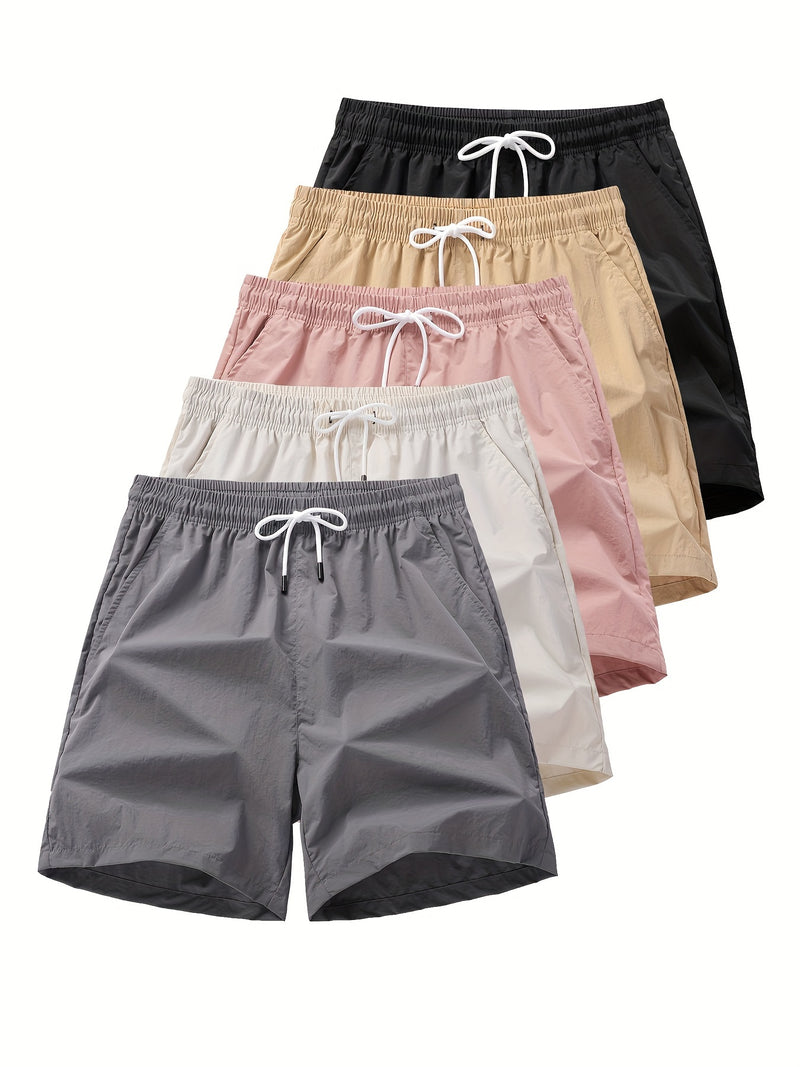 Conjunto de 5 shorts casuais de cor sólida