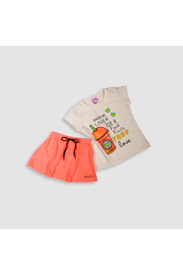 Conjunto Infantil Verão Feminino Smoothie Lover - Off-White