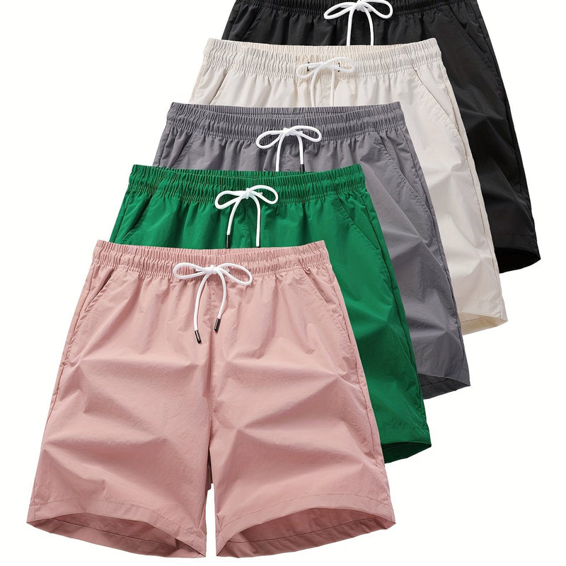 Conjunto de 5 shorts casuais de cor sólida