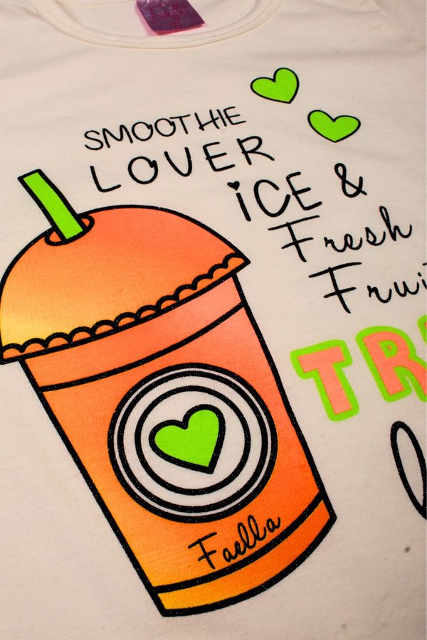 Conjunto Infantil Verão Feminino Smoothie Lover - Off-White